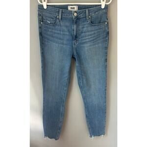 Paige Hoxton Cropped Skinny Jeans Distressed Hem Size 29